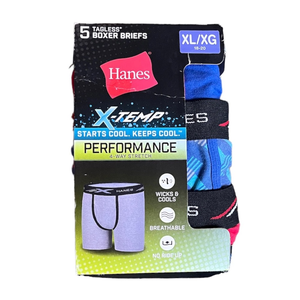 NEW Hanes Boys' Underwear X-Temp Stretch Mesh Boxer Briefs size XL